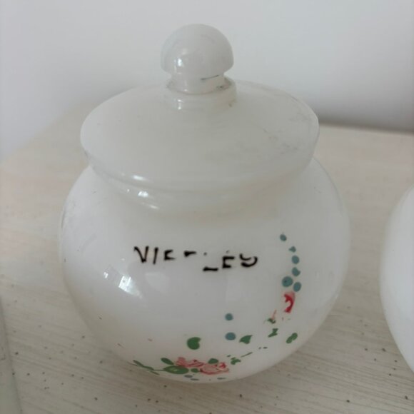 Vintage Milk Glass Nursery Dresser Set - Picture 6 of 14